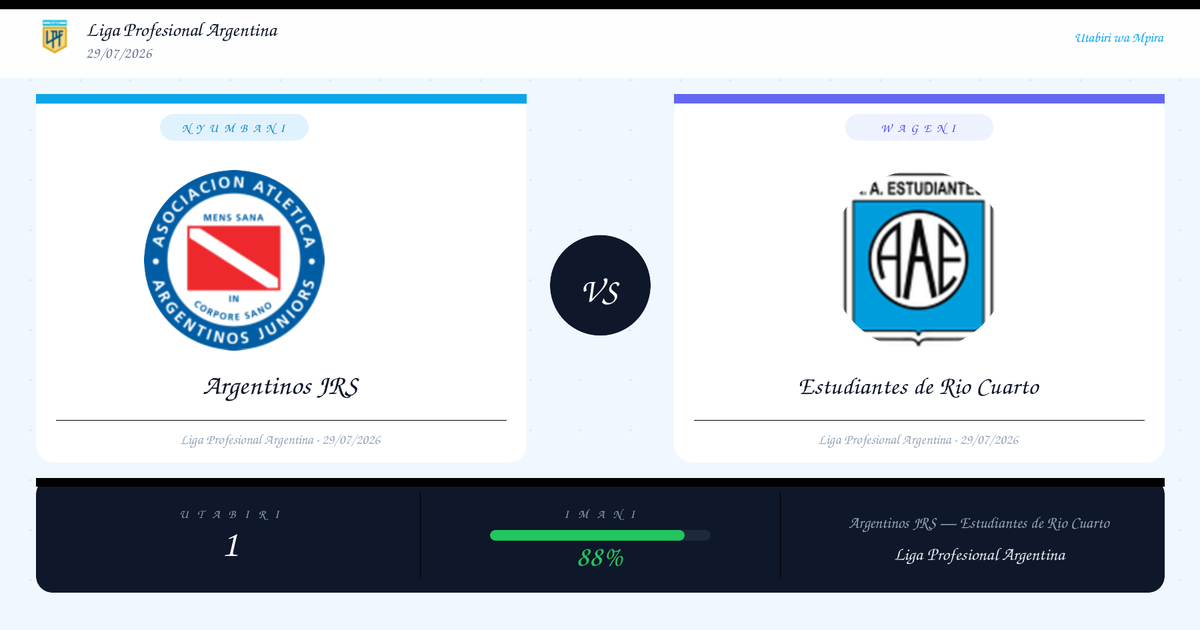 Utabiri wa Bure: Argentinos JRS vs Estudiantes de Rio Cuarto | Liga Profesional Argentina | 29/07/2026