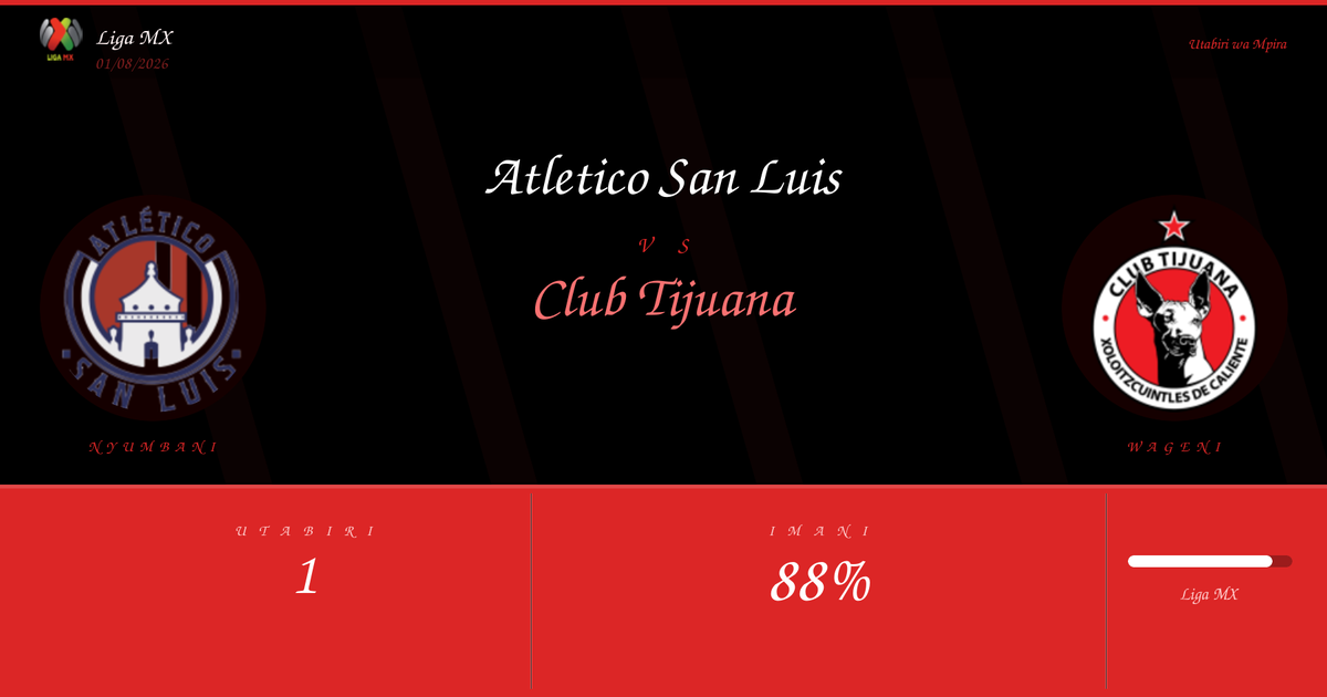 Atletico San Luis vs Club Tijuana — Utabiri | Liga MX | 01/08/2026