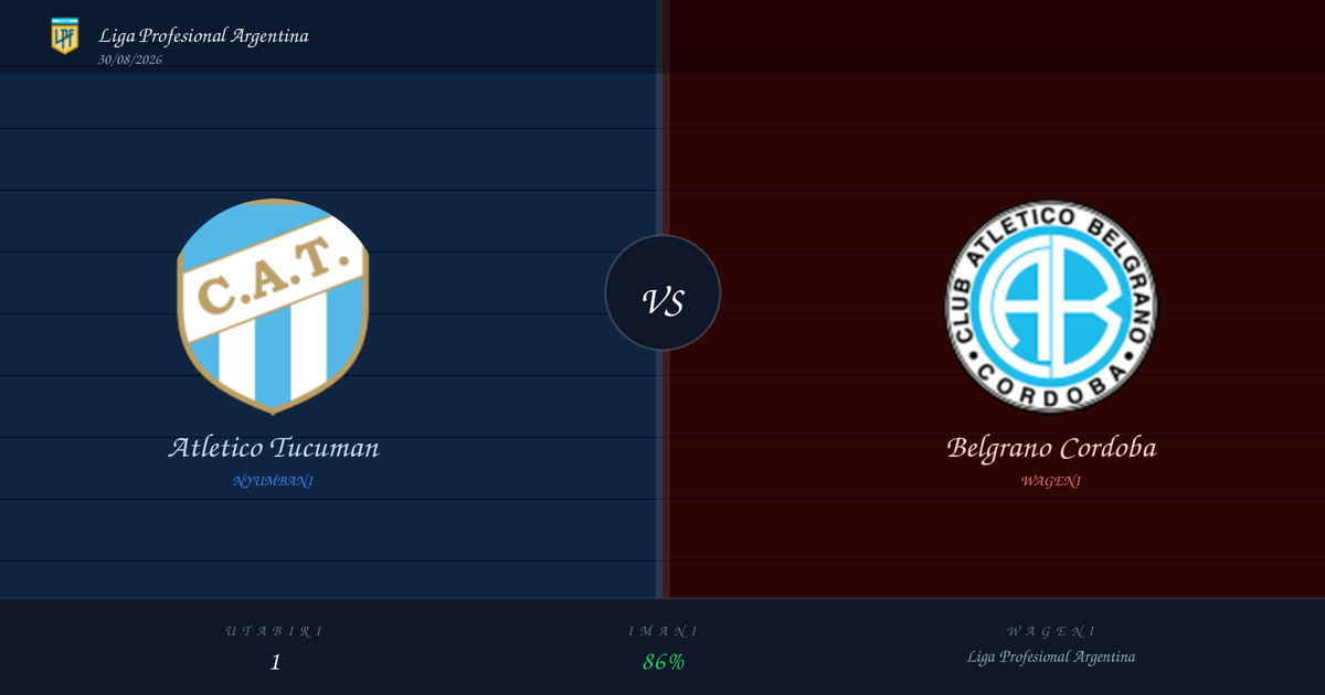 Atletico Tucuman vs Belgrano Cordoba — Utabiri | Liga Profesional Argentina | 30/08/2026