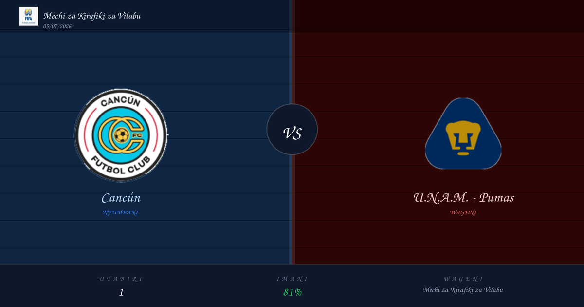Cancún vs U.N.A.M. – Pumas — Utabiri | Mechi za Kirafiki za Vilabu | 05/07/2026