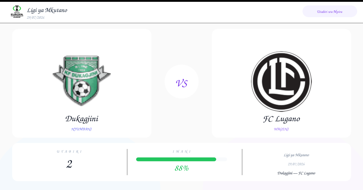 Dukagjini vs FC Lugano — Utabiri | Ligi ya Mkutano | 29/07/2026