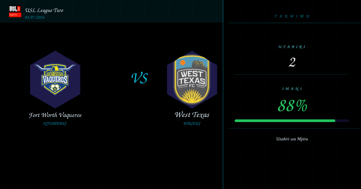 Fort Worth Vaqueros vs West Texas Utabiri na Uchambuzi | USL League Two | 04/07/2026