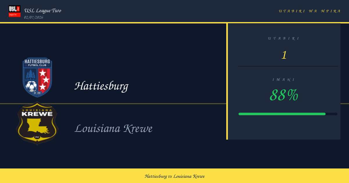 Hattiesburg vs Louisiana Krewe Utabiri na Uchambuzi | USL League Two | 02/07/2026