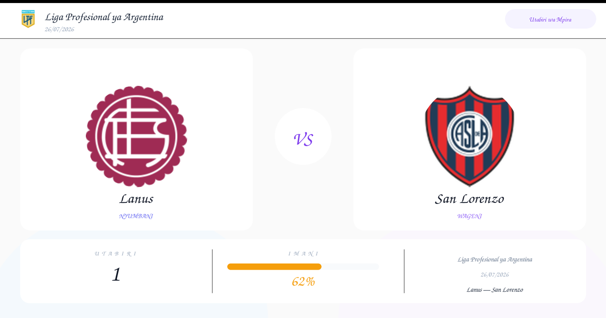 Utabiri wa Bure: Lanus vs San Lorenzo | Liga Profesional ya Argentina | 26/07/2026