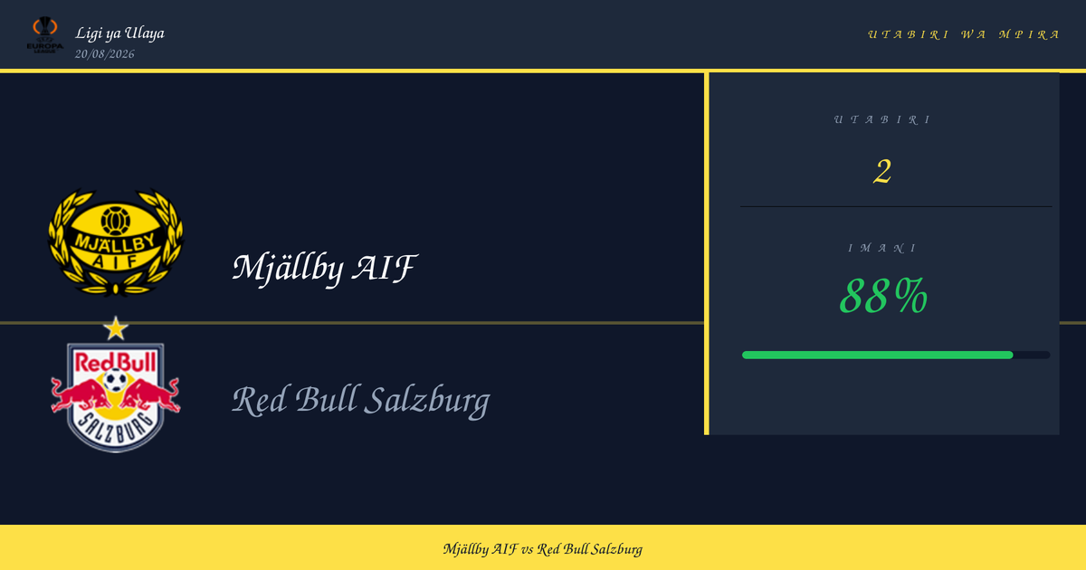 Utabiri wa Soka: Mjällby AIF vs Red Bull Salzburg | Ligi ya Ulaya | 20/08/2026