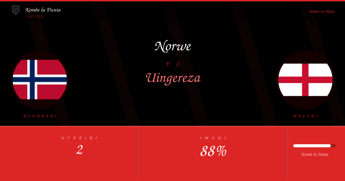 Utabiri wa Soka: Norwe vs Uingereza | Kombe la Dunia | 11/07/2026