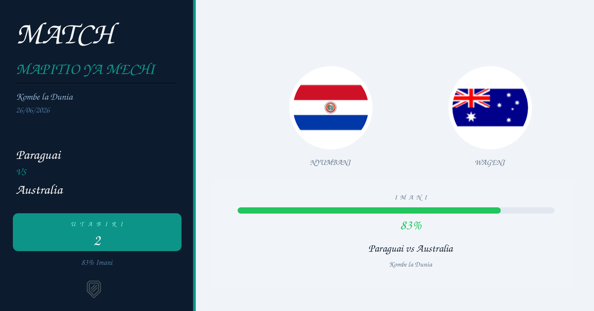 Paraguai vs Australia Utabiri na Uchambuzi | Kombe la Dunia | 26/06/2026