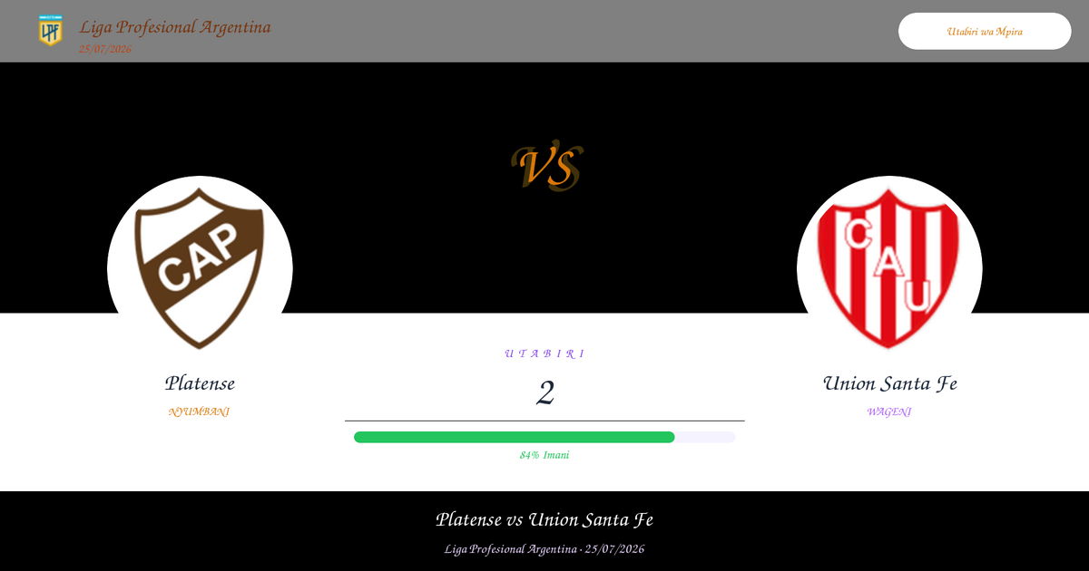 Utabiri wa Bure: Platense vs Union Santa Fe | Liga Profesional Argentina | 25/07/2026