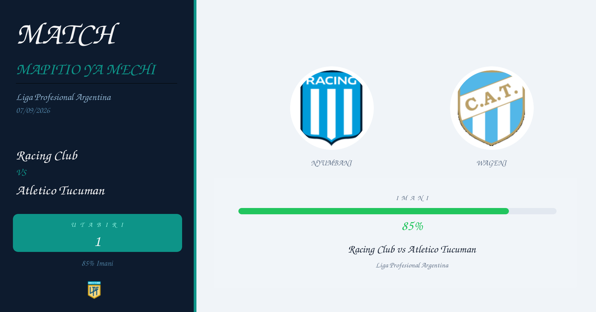 Racing Club vs Atletico Tucuman — Utabiri | Liga Profesional Argentina | 07/09/2026