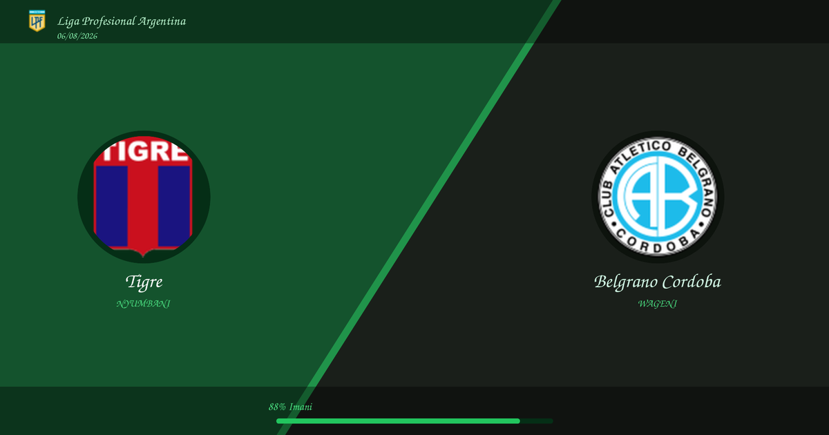 Utabiri wa Soka: Tigre vs Belgrano Cordoba | Liga Profesional Argentina | 06/08/2026