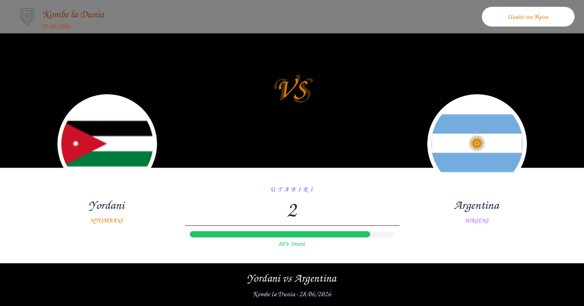 Utabiri: Yordani vs Argentina | Kombe la Dunia | 28/06/2026